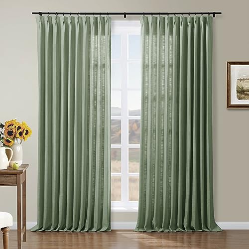 Drapifytex Pinch Pleated Drapery Faux Linen Room Darkening Curtain, 84 Inches Length by 56 Inches Width Lagoon Bedroom and Living Room Curtain, 1 Panel