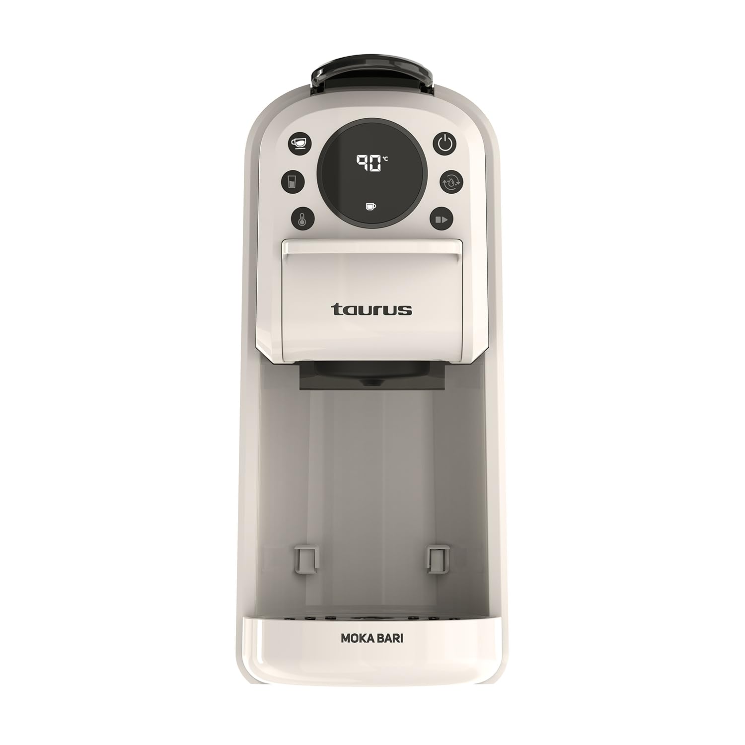 Taurus Moka Bari ekspres do espresso, kawa mielona i kapsułki Nespresso, Dolce Gusto i ESE Pod | 20 barów | 3 poziomy temperatury | zbiornik 700 ml | automatyczne zatrzymanie | cyfrowy wyświetlacz