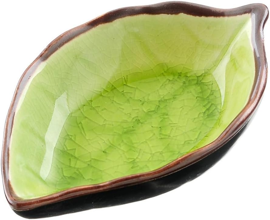 Household Ceramic Small Dish Seasoning Ice Glaze Dipping Sauce Soy Leaf Shaped