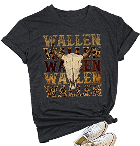 Retro Steer Skull Western T-Shirts Women Leopard Vintage Graphic Tees Country Concert Shirt Cowboy Short Sleeve Tops2