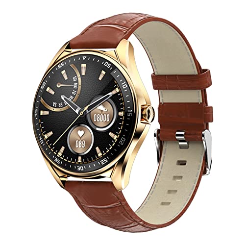 PINDOWS Smart Watch For Men Women, Make and Responder Llamadas Chat de Voz Smart Watch, 1.28"Pantalla táctil Completa, con rastreadores de Actividad de Seguimiento de sueño, para Android iOS,Oro Cover
