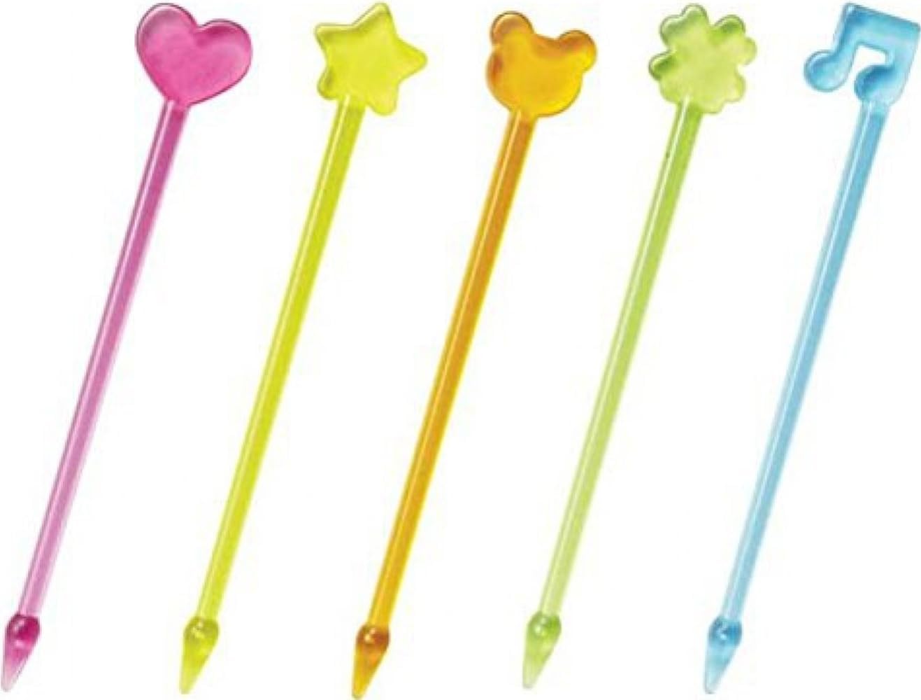 Torune Rainbow Stackable Bento Picks (Heart, Bear, Clover) - Fun, Playful Style - 50pcs - 10.21cm (L) x 1.6cm (H)