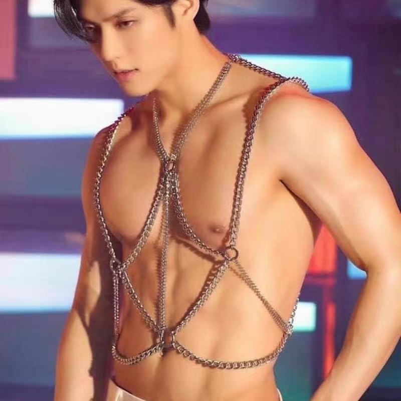 Men Body Chest Belt for Men Adjustable Leather Belts with Buckles Rave Costume Sexy Punk Chest Belt Clubwear Costume2