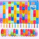 30 PCS Pop Bracelet it Fidget Toys Pack, Fidget Bracelet Birthday Party Gifts, Decompression Wristband with Autistic & ADHD,Fidget Wristband as Return Gifts for Kids, Fidgets Novelty Girls Toys