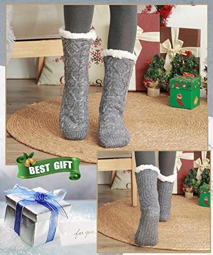 Image of EBMORE Women Slipper Fuzzy Socks Fluffy Cozy Cabin Warm Winter Soft Thick Comfy Fleece Non Slip Home Socks