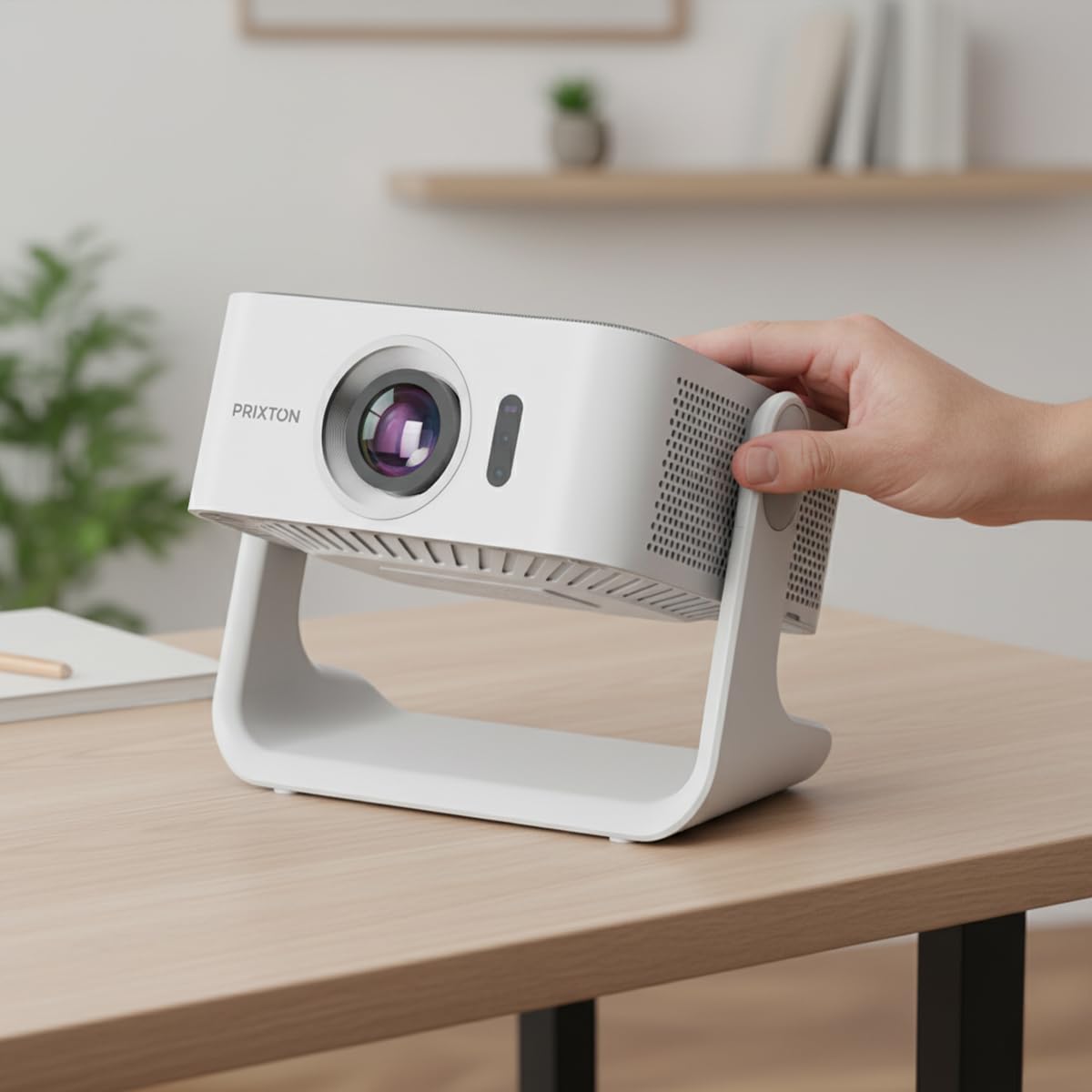 PRIXTON Proyector portátil con WiFi Renoir, 7.000 lúmenes, 280 ANSI lúmenes, Altavoces Integrados (2 x 5 W), Resolución Full HD 1080p LED, Mando a Distancia, 40” a 120”, Conexión HDMI/USB/AC IN