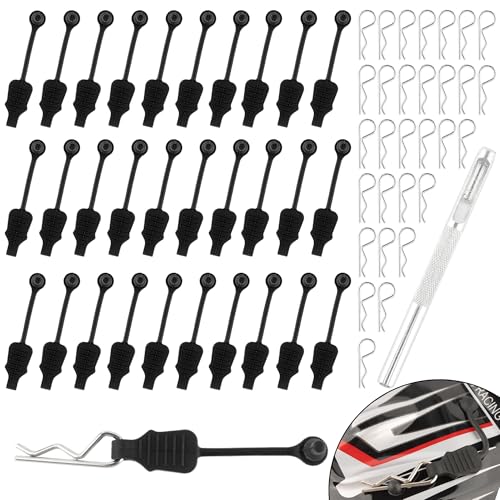 GDOOL 30 Pieces 1.2mm RC Cars Body Clips with Pull Tabs for 1:10 1:12 Traxxas Arrma Redcat Axial Losi HSP HPI Kyosho Trucks Upgrades & 1 PCS Hole...