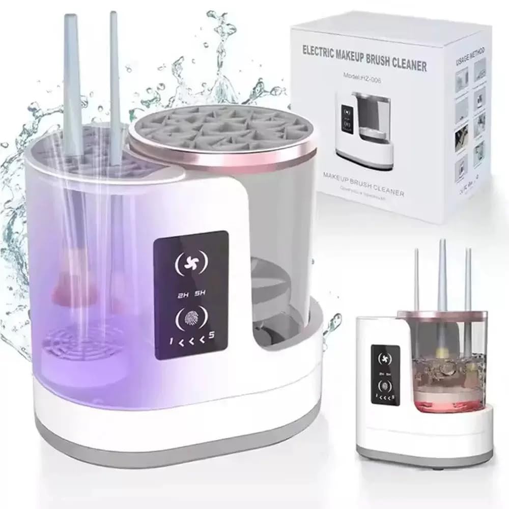 Macchina elettrica per la pulizia dei pennelli da trucco, 3 in 1, con USB, per tutti i pennelli per contouring, ombretto e fard, facile da usare e ad asciugatura rapida