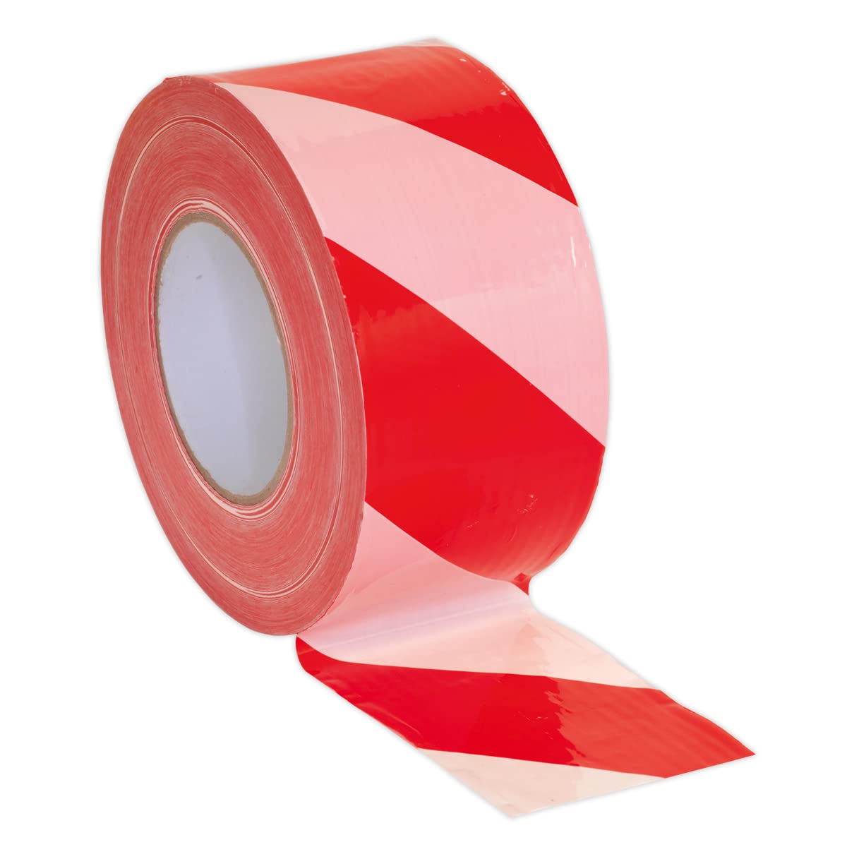 1 x Yuzet Barrier Warning Tape Non Adhesive Red/White 75mm x 500m Durable Polythene Barrier Tape, Suitable for Cordoning Off Areas, Security and Construction Areas