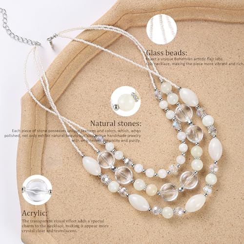 FULU AUTUMN Layered Statement Necklaces for Women Chunky Beaded Necklaces Costume Jewellery Valentines Gifts for Her - Image 6