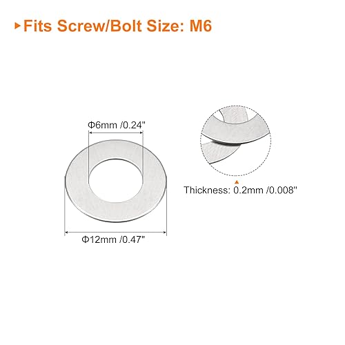 Vista 111 de uxcell Arandelas planas de acero inoxidable M3 304, 100 espaciadores planos ultrafinos de 0.118 x 0.197 x 0.004 in para tornillo de tornillo