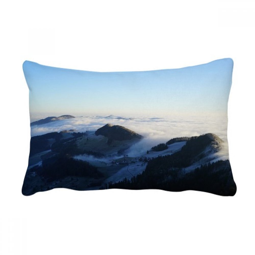 Coussin lombaire montagne et nuages decoratif de 16x24 pouces pour canape de salon multicolor