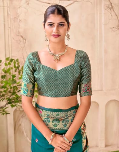 Image of SIRIL Women's Weaving Paithani Silk Saree With Unstitched Blouse Piece