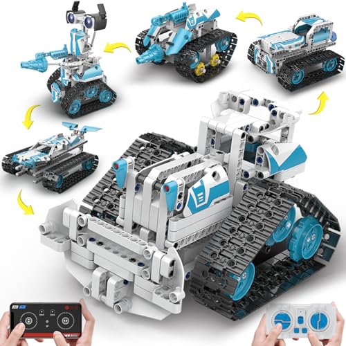 BEHOWL Stem Robot programmabile, Building Block Set con telecomando e controllo App, Progetti educativi 5-in-1 giocattoli per 8-14 Anni Ragazze, Regali per 9 10 11 12-16 Anni Bambini, (700 PCS)