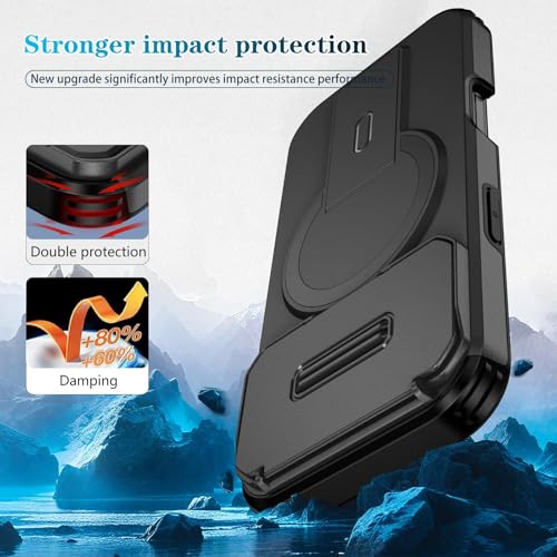 Image of ShieldTech MagStand Series Case for iPhone 17 Pro | Mobile Cover with flip-up Camera Cover MagSafe, Kickstand, Shockproof for Apple iPhone 17 Pro - Black