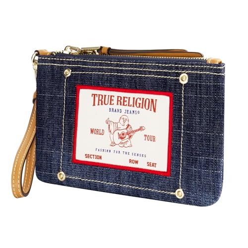 True Religion Women's Mini Wallet with Wrist Strap, Dark Denim, One Size