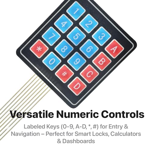 Image of 5-Sets I2C Soft 4x4 Matrix Keypad Kit - 5pcs Soft Membrane Keypads 4 x 4 16 Keys Keyboard Switch Module, 5pcs I2C Adapters for GPIO Savings for Arduino, Raspberry Pi, ESP32 Projects
