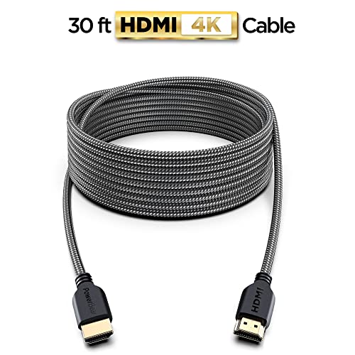 Image of PowerBear 4K HDMI Cable 30 ft | Long Hdmi Cable, Braided Nylon & Gold Connectors, 4K @ 60Hz, Ultra HD, 2K, 1080P, ARC & CL3 Rated | for Laptop, Monitor, PS5, PS4, Xbox One, Fire TV, & More