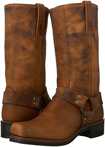 Image of Frye Harness 12R Boots for Men with Oiled-Leather Upper, Siped Outsole with Stacked Leather Heel, and Nickel & Brass Hardware - 12 inch Shaft Height