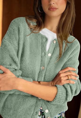 Image of PRETTYGARDEN Long Sleeve Crewneck Button Down Womens Sweaters Fall Open Front Chunky Cardigan Sweaters for Women 2026