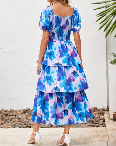 Image of BTFBM Womens Floral Smocked Summer Maxi Dresses
