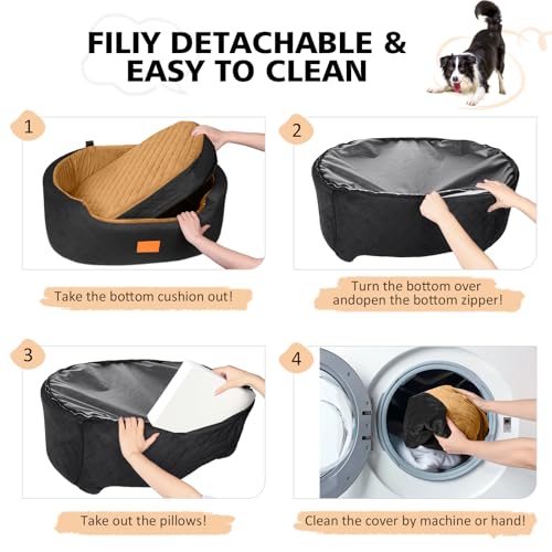 Hunde Autositz für große, mittelgroße oder 2 kleine Hunde, Sicherer Hundeautositz mit 2 Gurten & Rutschfester Basis – Waschbarer Hundesitz Auto für Rücksitz bis 25kg