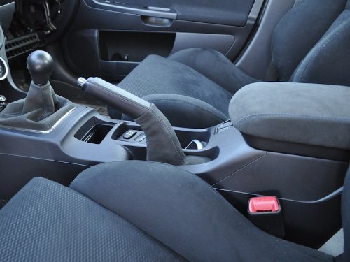 RedlineGoods armrest Cover Compatible with Mitsubishi Lancer/Evo X 2008-15. Tailor Made - not Universal. Genuine top-Grade Italian Black Leather with Black Thread