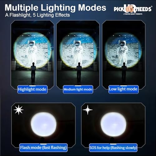 Image of Pick Ur Needs Rechargeable Home Emergency LED 150W Super Bright with Zoom, 6 Modes, 1800mAh Battery Metal Search Torch Light