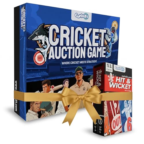 Image of Cricket Games Combo (2-in-1) for Kids, Teens, Adults & Families | Hit & Wicket + Auction Game | Fun Gift for Boys & Girls | 2-4 Players