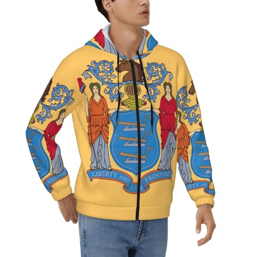 Sweat à capuche New Jersey pour homme avec zip et cordon