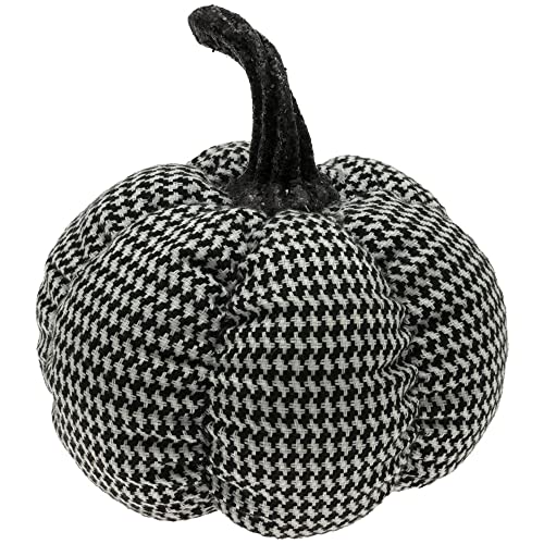 Boston International Fabric Pumpkin Autumn Fall Halloween Tabletop Decorations, 7 x 7-Inches, Eerie Black & White