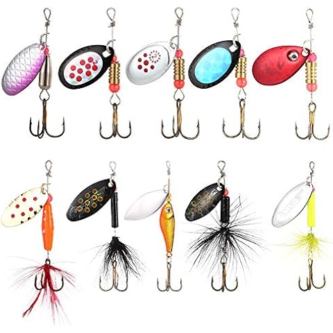 tao pipe 10pcs Fishing Lures Fishing Bait Spinners Baits for Bass Trout Perch Pike Rotating Fishing Accessories Cover