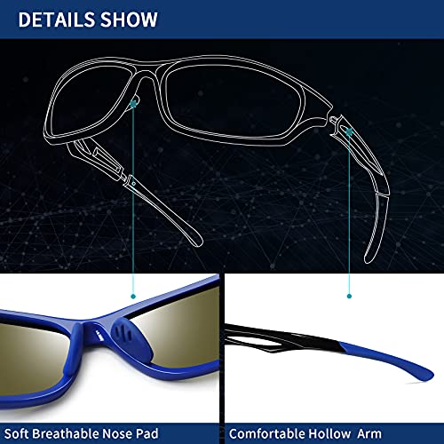 Joopin Lunettes de Soleil Sport Polarisées UV400 et Lunettes de Conduite de Nuit Classique Homme et Femme pour Vélo Conduite Golf Pêche Ski Course à Pied - Image 4