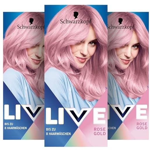 Schwarzkopf LIVE Pretty Pastels Semi-Permanente Haarfarbe P123 Rose Gold (3 x 142,5 ml), Coloration hält bis zu 8 Haarwäschen, mit Pflege-Conditioner für intensive Pflege