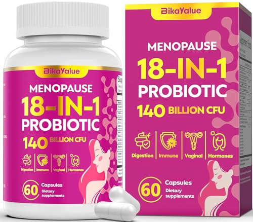 Menopause Supplements for Women, 140 Billion CFUs Probiotics, 18-in-1 with Black Cohosh, Inositol, for Hormone Menopause Balance, Hot Flashes, Night Sweats, Mood Swings, Estrogen Balance - 60 Caps