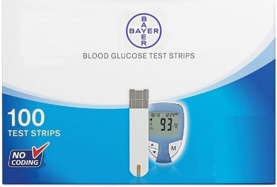 Test Strips Made for Blood Glucose Testing, Compatible with Bayer Glucometer only 100 nos, White