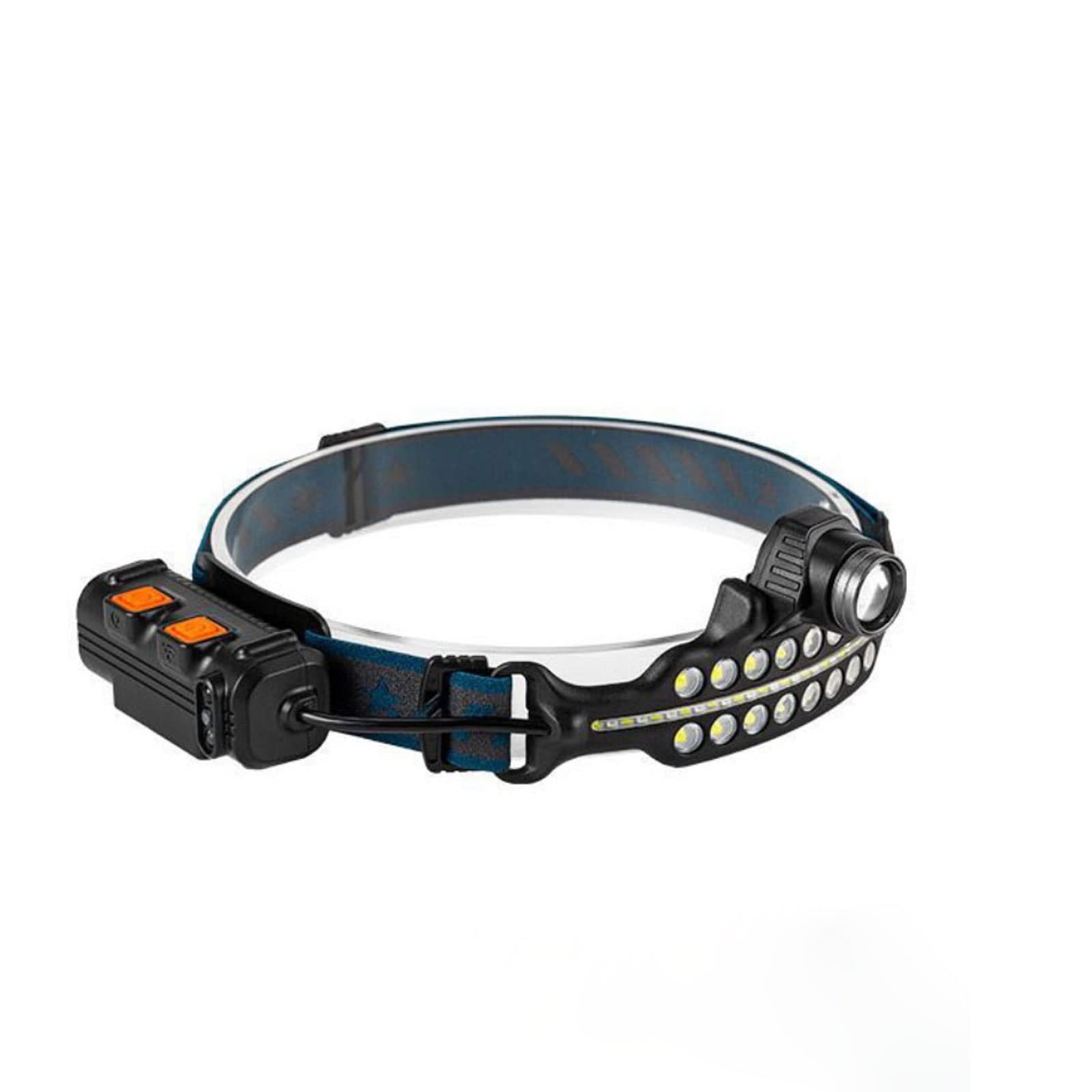 MyrRhe Lampada Frontale Versatile con sensore LED+COB con Funzione Zoom, Torcia a Luce intensa, Ideale per attività all'aperto Come pattugliamento e Pesca