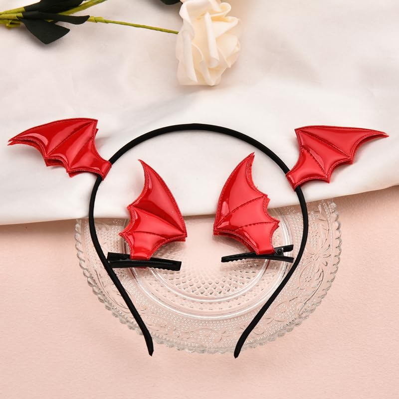Accesorios de cabello alas de murciélago Halloween rojo miniatura 4