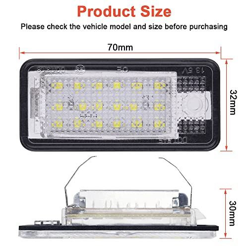 URAQT Kennzeichenbeleuchtung, 2 x 6500K Kennzeichenleuchte 400 Lumen Weiß Nummernschild Licht Birne 12V Eingebauter Canbus Fehlerfrei für A… – Ansicht 2