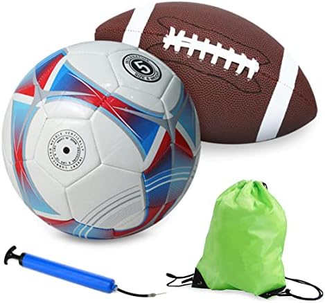 Sports Ball Combo Set - Includes Junior Football, Size 5 Soccer Ball with Pump, Gift Backpack for Beginners