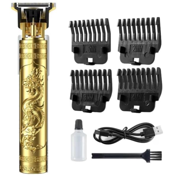 Professional Hair Trimmer with Dragon Design, Gold, Cordless Clipper with 4 Guide Combs, USB Charging Cable, Cleaning Brush and Oil-image-32