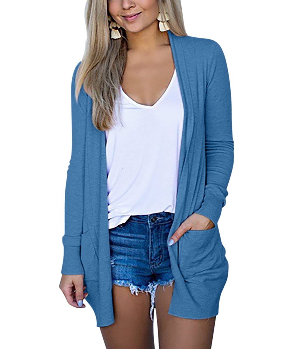 ORANDESIGNE Cardigan Donna Elegante a Maniche Lunghe per Autunno Giacca Lungo Irregolare Casual Maglia Maglione Cappotto con Bottoni Tasche A Beige 38