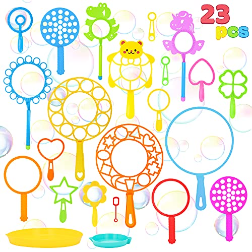 JOYIN 23 Pcs Bubble Wand Set, Big Bubbles for Kids Outside Blowing Bubble Maker, Nice Bubble Toys for Wedding & Birthday Party Favor for Kids Toddlers