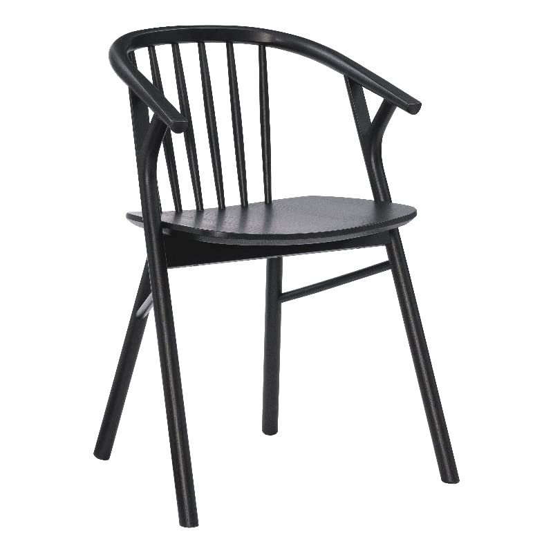 Linon Benson Beechwood Dining Chair with Windsor Back & Saddle Seat in Jet Black