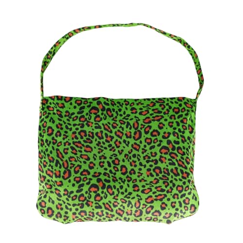ZAIIVE Leopard Pattern Corduroy Tote Bag, Retro Green Leopard Print Crossbody Corduroy Shoudler Bag For Women Travel Shopping With Magnetic Snap