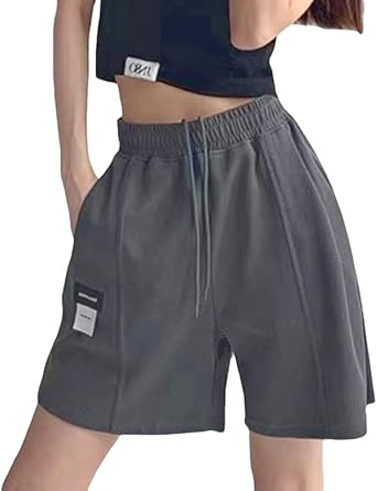 Casual Loose Long Shorts Women Girl Teen Running Gym Sports Waistband Pure Color Summer Shorts Walking Beach Home