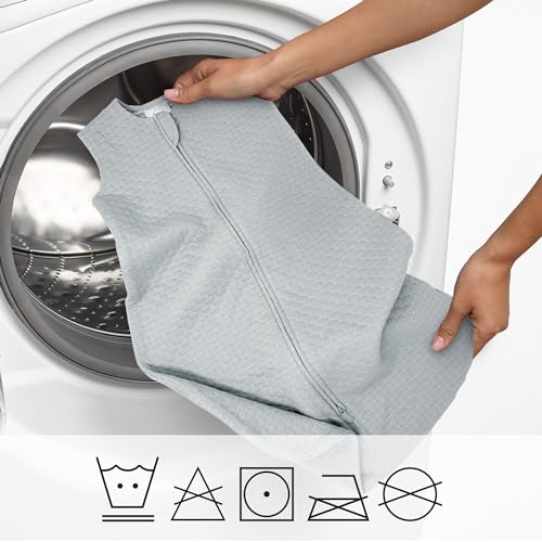 Image of Boppy Baby Sleep Sack 12-18 Months, Wearable Blanket 1 TOG, 100% Cotton, 2-Way Zipper for Easy Diaper Changes, Baby Sleeping Bag, Machine Washable, Gray Quilt-Textured Knit