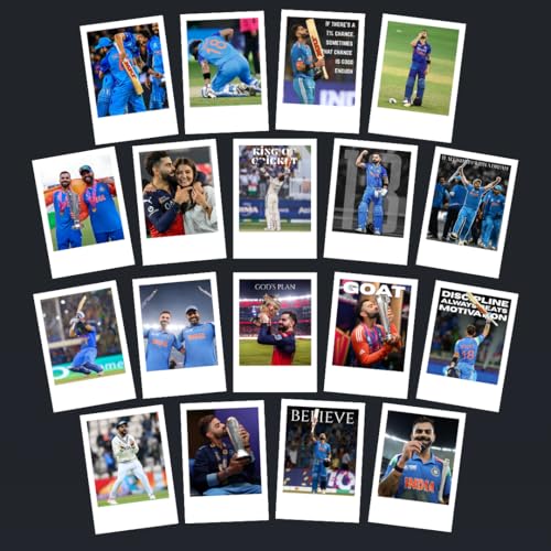 Image of Virat Kohli Poster | Virat Kohli Compact Posters (8 x 6 cm) King Kohli Kit (Set of 18) | World Cup 2024, Indian Cricket Team, King Kohli Posters for Phone Accessories, Bedroom, Office, room decoration (C 059)