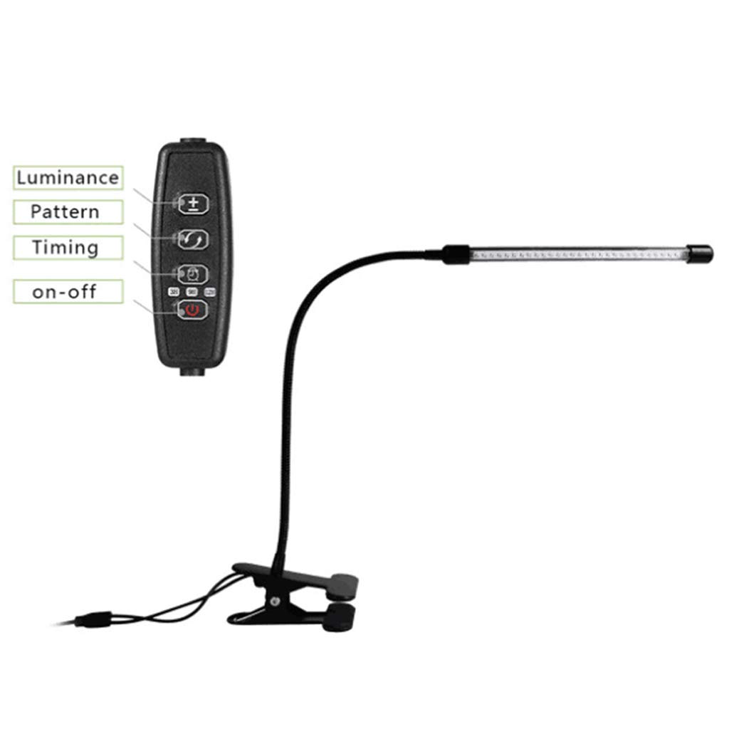 Grow Light, LED Grow Light Lámpara de Cultivo de Espectro Completo, Luz de Planta de Cuello de Cisne de 5W con Interruptor Doble, Profesional para plántulas Crecimiento de Frutos florecientes