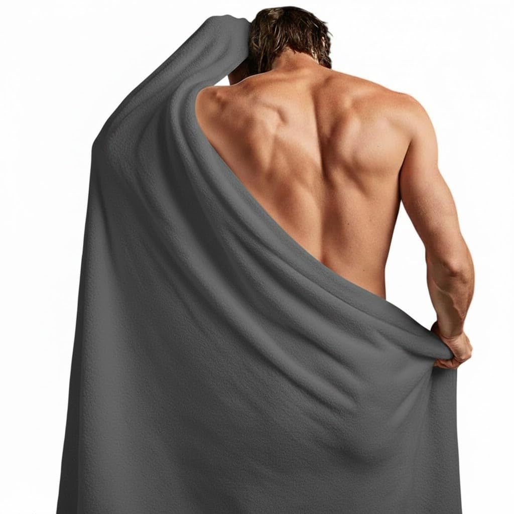 EDB Toalla de baño gigante XXXL (150 cm x 200 cm, 600 g/m²), súper suave, 100% algodón egipcio, secado rápido, toallas de baño grandes (gris carbón)